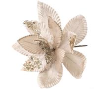 ComfyHarbor Artificial Glitter Flowers, For Christmas Tree Ornaments, Festive Home Decor, DIY Wreath Materials, For Festive Home Garden Display, Gold Silver Red(Sparkling Wine Color)