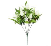 ComfyHarbor Artificial Tulip Bouquet, 36Cm Fake Flowers, For Home Wedding Party Decor, Vibrant Plastic Silk Floral Arrangement In White Pink/Red/Yellow(White)