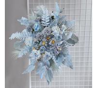 ComfyHarbor Artificial Wedding Flower Arrangement 100X70cm Large Faux Floral Decoration With White Pink Yellow Blue Cloth Flowers For Ceremony Backdrop Garden Party Home Décor(Blue)