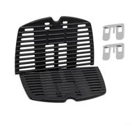 ComfyHarbor Cast Iron Griddle Grates Sets, For Weber Q100/Q1000/Q1200, 17x12.7 Inch BBQ Grill Replacements Parts, 2-Pack Black Grilling Plate for Outdoors Cooking