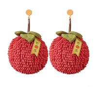 ComfyHarbor Chenille Hand Towels Red Persimmon Shape 2pcs Absorbent