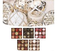 ComfyHarbor Christmas Ball Ornaments Set 9 Pieces Shatterproof Plastic Tree Decorations Hanging Holiday Decor With Glitter Finish Red Gold Black White(Red goldA)