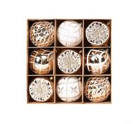 ComfyHarbor Christmas Ball Ornaments Set 9 Pieces Shatterproof Plastic Tree Decorations Hanging Holiday Decor With Glitter Finish Red Gold Black White(Champagnes White)