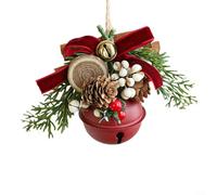 ComfyHarbor Christmas Bells With Bow, Iron Hanging Pendant For Christmas Tree, Window, Car, Hotel, Coffee Shop Decor, Festive Sleigh Bell Garland, Holiday Photography Prop(Red pine fruit)