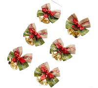 ComfyHarbor Christmas Jingle Bell Bow Ornaments, For Holiday Tree Decoration And Wreath Garland Present Packaging, Handmade Fabric Festive Hanging Decor With Metal Accents(G)