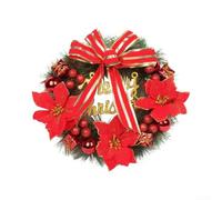 ComfyHarbor Christmas Wreath with Bow 30cm Red Berry Accents | Red foliage, berry accents, large bow, 30cm size, front door hanging decor