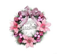 ComfyHarbor Christmas Wreath with Bow 30cm Red Berry Accents | Red foliage, berry accents, large bow, 30cm size, front door hanging decor