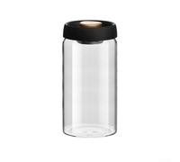 ComfyHarbor Clear Glass Vacuum Storage Jar with Pump Lid Airtight Seal for Spaghetti Pasta Rice Cereal Dry Food Preservation 1.4L Black((1800ml))