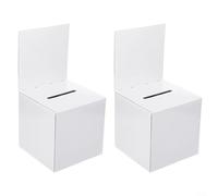 ComfyHarbor Corrugated Paper Ballot Box and Donation Box Set with Removable Header Board for Suggestions or Voting, Lightweight Foldable Design, White Colour, 6 x 6 x 6