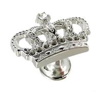 ComfyHarbor Crown Knob Zinc Alloy Single Hole Cabinet Handle, Decorative Drawer Pull for Kitchen Bedroom Furniture, Antique Finish Hardware, Gold Silver Black Bronze, 45x32x29mm, 1 Pack(Silver)