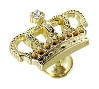 ComfyHarbor Crown Knob Zinc Alloy Single Hole Cabinet Handle, Decorative Drawer Pull for Kitchen Bedroom Furniture, Antique Finish Hardware, Gold Silver Black Bronze, 45x32x29mm, 1 Pack(Gold)