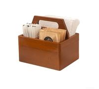 ComfyHarbor Desktop Storage Box Wooden 3 Compartments with Carry Handle Small Item Organiser for Cafe Teahouse 14x11x7.5cm(Brown)