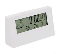 ComfyHarbor Digital Alarm Clock With Indoor Thermometer Hygrometer Temperature Humidity Monitor Weather LCD Display Calendar Button For Bedroom(White Night Light)