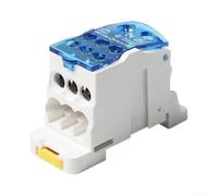 ComfyHarbor DIN Rail Mounted 160A Electrical Power Splitter Box Featuring Tin Plated Brass Busbar, Flame Retardant Housing, Single Input Multi Output Terminals For Energy Distribution(Blue)