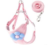 ComfyHarbor Dog Harness and Leash Set, with Adjustable Anti-Escape Vest Design, Soft Breathable Polyester Material, Quick-Release Buckles, for Small to Medium Dogs 1-26 lbs, Blue(Pink L)