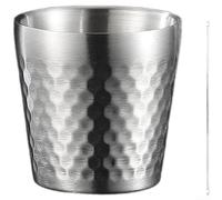 ComfyHarbor Double Wall Insulated Stainless Steel Hammered Texture Mug Home Bar Use For Hot Cold Drinks Like Coffee Tea Beer Ergonomic Design 8.3x6.1x9.5cm(A)