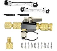 ComfyHarbor Dual Size Valve Core Removal Tool Kit With 1/4 & 5/16 Inch Service Wrench, Brass Construction, Double O-Ring Seal, 3/8 To 1/4 Adapter For HVAC Refrigeration Systems