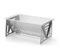 ComfyHarbor Folding Campfire Grill Stainless Steel Charcoal BBQ Stove Portable Outdoor Cooking Rack, For Camping Hiking Beach Party Backyard Bonfire Gatherings Quick Assembly(40x24.2x17.5cm)