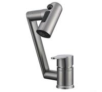ComfyHarbor Folding Kitchen Tap 1080° Rotatable Spout with 3 Spray Modes 304 Stainless Steel Single-Hole Mixer Faucet for Space-Saving Installation in Compact Kitchens, Grey