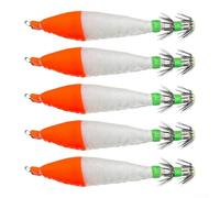 ComfyHarbor Glow Squid Jig Lure, Lifelike Flexible Fabric Bait,with Quality Hook, High-Visibility Glow-in-the-dark Design,for Night Fishing, Assorted Colors 3.5# 4.0#(D)