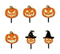 ComfyHarbor Halloween Luminous Outdoor Decor 6-Piece Set Plug-In Garden Lights Easy Setup Orange 18.8x24 cm for Yard Patio