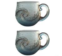 ComfyHarbor Handblown Sea Glass Wave Mug 12oz Unique Textured(2)