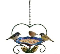 ComfyHarbor Heart Shaped Bird Feeder Wrought Iron Garden Decor Modern Artistic Hanging Tray,for Outdoor Patio All Weather Long Lasting Green Purple Orange 18.5x34cm(Purple)