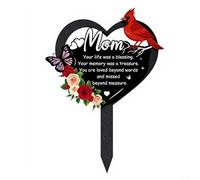 ComfyHarbor Heart-Shaped Metal Memorial Plaque,For Dad, Waterproof Outdoor Grave Marker,With Inspiring Inscription, Iron Cemetery Decoration,For Funeral For TRIBUTE And Lawn Display(mom)