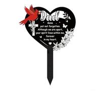 ComfyHarbor Heart-Shaped Metal Memorial Plaque,For Dad, Waterproof Outdoor Grave Marker,With Inspiring Inscription, Iron Cemetery Decoration,For Funeral For TRIBUTE And Lawn Display(dad)