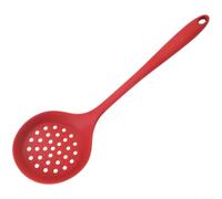 ComfyHarbor Heat Resistant Silicone Slotted Spoon, Thickened Nylon Kitchen Ladle, With Ergonomic Handle, For Straining And Serving, Safe Up To 230°C, Red(Red)