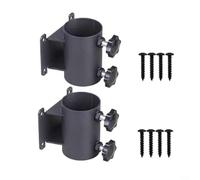 ComfyHarbor Heavy-Duty Aluminum Deck Umbrella Base, Rust-Resistant Railing Mount for 1.5-1.9 Inch Poles, Space-Saving Split Design for Patio Fence Wood Post, Black, 2-Pack
