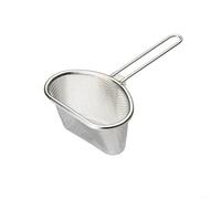 ComfyHarbor Heavy-Duty Stainless Steel Mesh Strainer Long Handle Cooking Skimmer Fine Concave Mesh For Pasta Grains Beans Fruit Rinsing And Sifting 30X14x3cm Silver For Busy Kitchen Use(Half-)