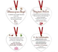 ComfyHarbor Hug from Heaven Memorial Christmas Ornament Heart Shaped Double Sided Acrylic 7x7 cm Sympathy Gifts for Loss Hanging Décor for Remembrance Keepsake(SET)