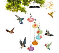 ComfyHarbor Hummingbird Feeder Plastic Wind Chime Bird Feeder, with 6 Feeding Ports Leak-Proof, For Easy to Clean Outdoor Garden Décor, for Attracting Multiple Hummingbirds(A)
