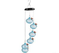 ComfyHarbor Hummingbird Feeder Plastic Wind Chime Bird Feeder, with 6 Feeding Ports Leak-Proof, For Easy to Clean Outdoor Garden Décor, for Attracting Multiple Hummingbirds(B)