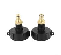 ComfyHarbor IBC Tank Adapter With Brass Garden Tap, DN61 Coarse Thread To 3/4 Inch Hose Fitting For 640L-1000L Water-Container, And Golden, Coarse Thread Tank Valve(2pcs)