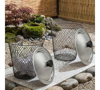 ComfyHarbor Inground Worm Composter, with Lids, Iron Farm Compost Bin, for Organic Recycling of Kitchen Scraps and Garden Waste, Outdoor Ventilated Design, for Red Worm Aeration(2 Sets)