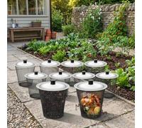 ComfyHarbor Inground Worm Composter, with Lids, Iron Farm Compost Bin, for Organic Recycling of Kitchen Scraps and Garden Waste, Outdoor Ventilated Design, for Red Worm Aeration(4 Sets)