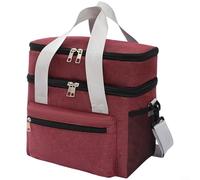 ComfyHarbor Large Insulated Lunch Bag Cooler Double Layer Tote with Mesh Pockets for Camping Picnic Work Commute Food Storage 19.7x14.7x6.7cm Blue(Red)