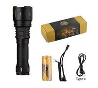 ComfyHarbor LED Flashlight With Ergonomic Middle Button Switch 5800 Lumens 30W Output USB-C Fast Charging IPX6 Waterproof For Active Users(With 26650 Black)