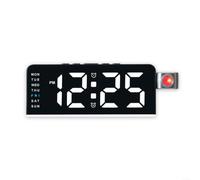 ComfyHarbor LED Projection Alarm Clock, Multi-functional Bedside Digital Clock, With 180° Rotatable Display, Time Date Temperature, For Bedroom Home Office(Black White)