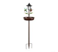 ComfyHarbor Metal Solar Bird Bath Stake 27cm Tray Outdoor Decor(Copper red)