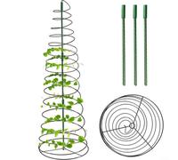 ComfyHarbor Metal Spiral Pea Trellis for Garden, 53 Inch Extendable Green Bean Tower with Anti-Rust Coating, Collapsible Sugar Snap Plant Support Stake for Climbing Vines, Black