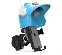 ComfyHarbor Motorcycle Helmet Phone Holder with Waterproof Features, Adjustable Rear Gimbal, and Anti Shaking Stability for Safe and Convenient Phone Mounting (Blue Handlebar)