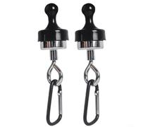 ComfyHarbor Multipurpose Magnetic Tent Hooks, Extra Strong Aluminium Camping Hanger,for Lanterns Tarps Gear, Removable Portable Outdoor Accessories,for Garage Kitchen(Large Black 2pcs)