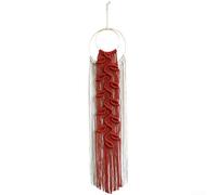ComfyHarbor Natural Cotton Macrame Wall Decor Leaf Fringe Green(Red) | for premium cotton material, wood, elegant leaf motifs, delicate fringe, living room decor