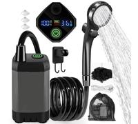 ComfyHarbor Outdoor Portable Shower - With 6000MAh Battery, LED Display, Filter Shower Head, Adjustable Water Settings, Mesh Storage Bag For Camping Hiking(1)