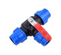 ComfyHarbor PE Pipe Ball Valve Tee Quick Connector 25/32/40/50mm Plastic Steel Core 3-Way Water Distribution Switch for Garden Irrigation Home Plumbing Blue Black(50mm)