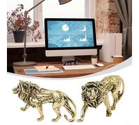 ComfyHarbor Pure Copper Lion King Figurine, Vintage Handcrafted Miniature Statue, 39X12x25mm Solid Metal Ornament For Home Desk Decor
