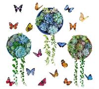 ComfyHarbor PVC Succulent Sticker for Bedroom Living Room | Green plant decal, hanging basket style, for versatile application, bedroom living room porch use